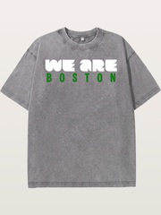 Boston Green Bold Text Washed T-shirt