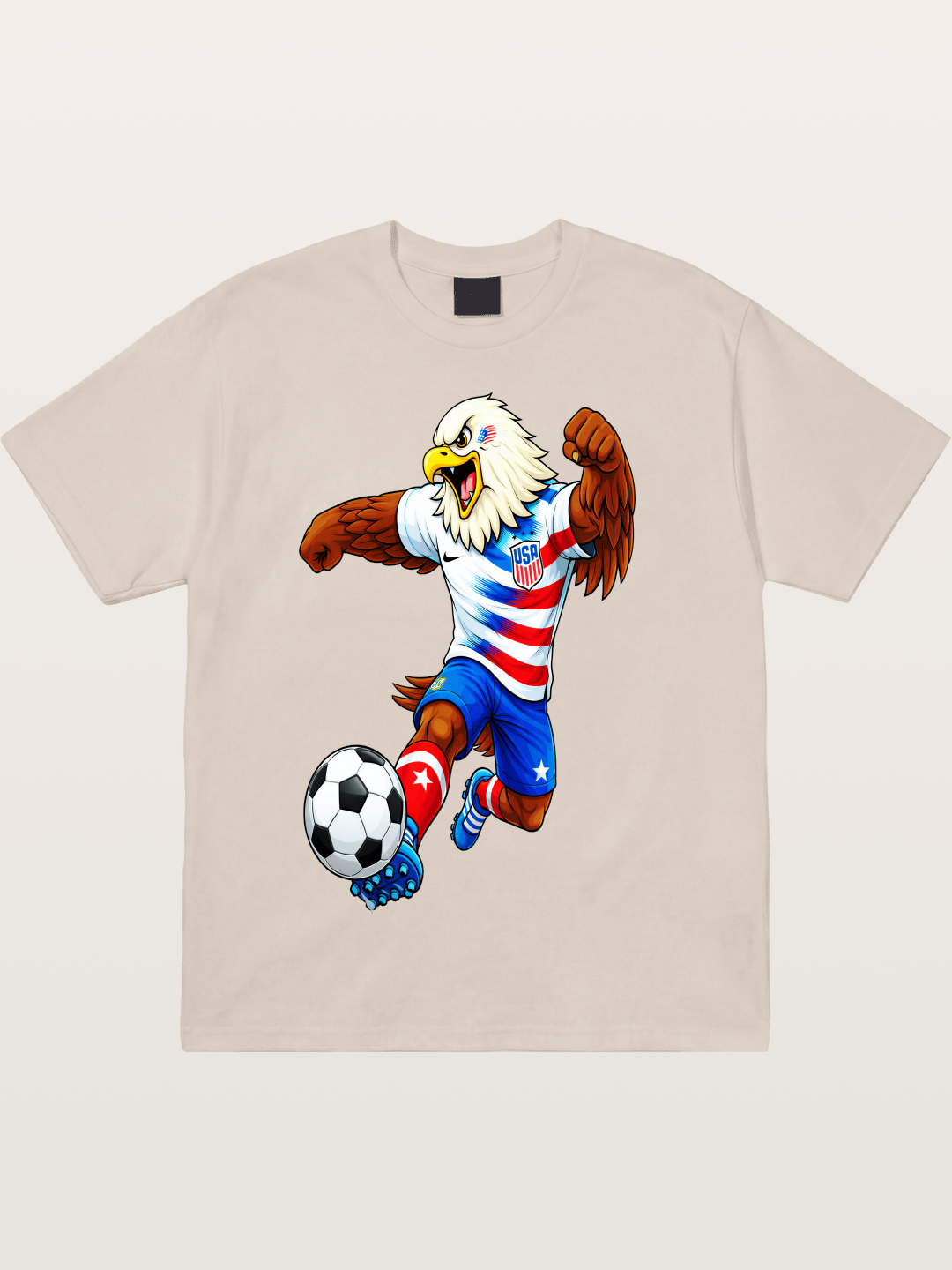 USA Eagle Mascot Soccer Graphic Cotton T-shirt
