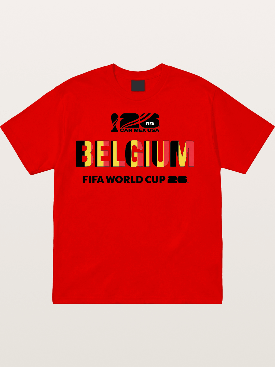 Belgium 2026 Flag Pattern Print Cotton T-shirt