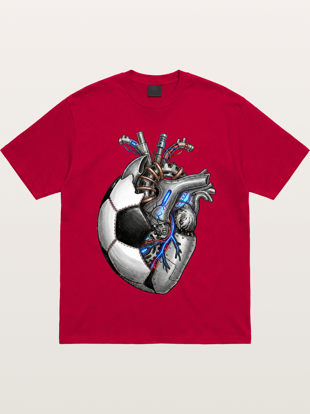 Mechanical Football Heart Print Gildan T-shirt