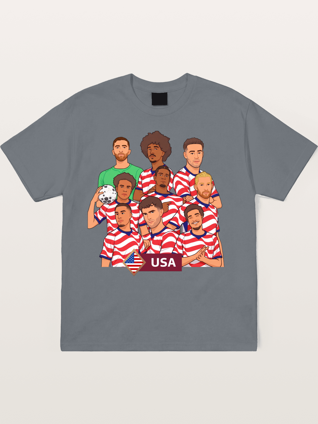 USMNT Cartoon Full Roster Gathering Cotton T-shirt