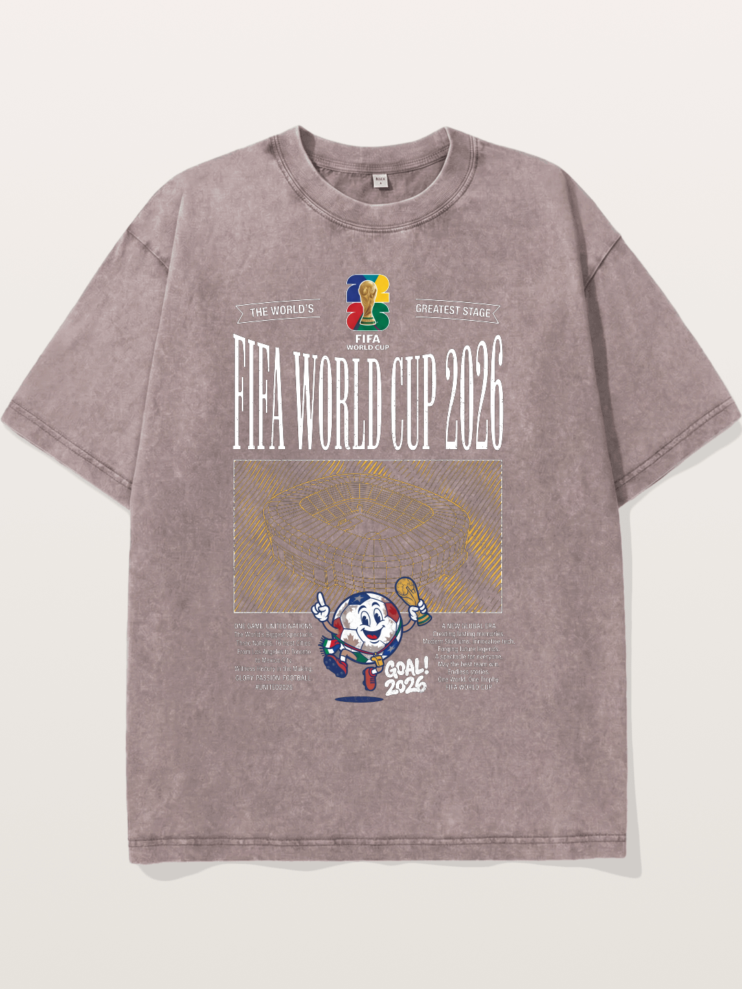 2026 WC Stadium Mascot Line Art Washed T-shirt