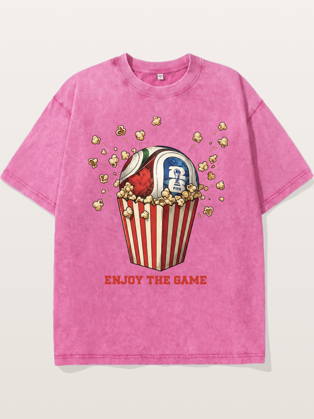 Soccer Ball in Popcorn Bucket Washed T-shirt
