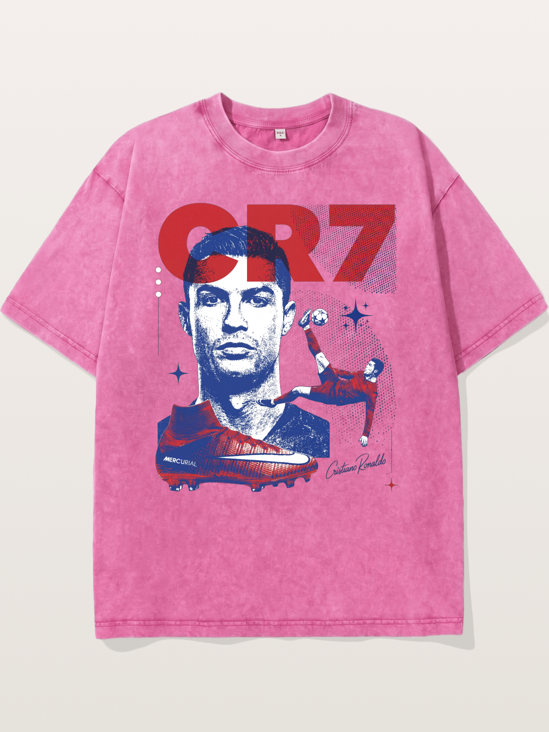 CR7 Retro Halftone Print Washed T-shirt