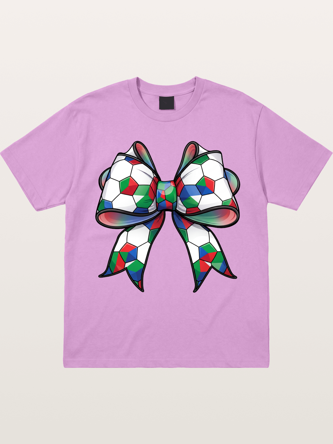 Multicolor Soccer Ball Bow Tie Gildan T-shirt