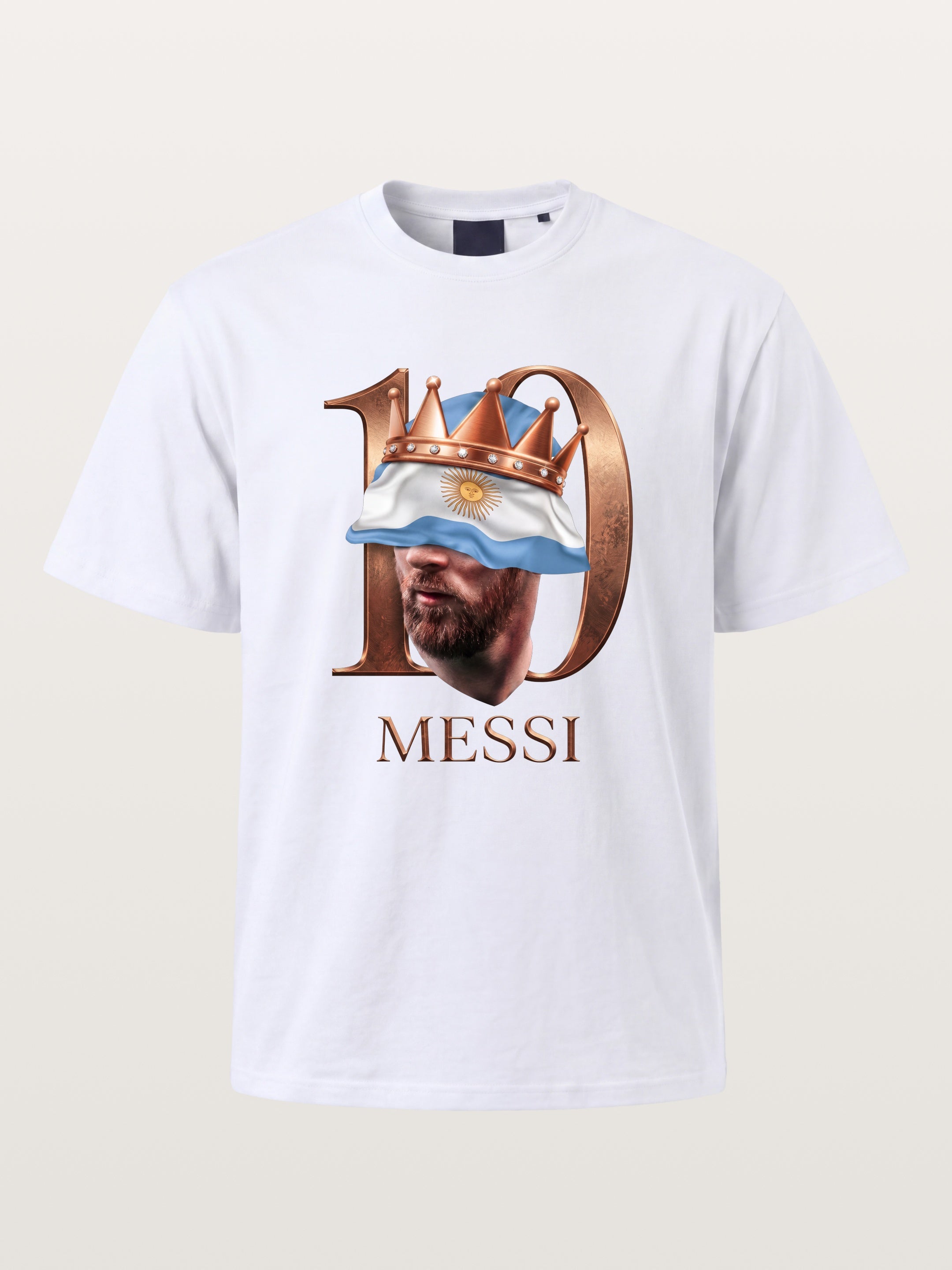 Messi Crown Argentina Flag Art Gildan T-shirt
