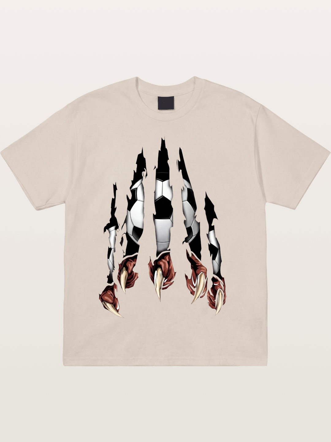 Claw Tear Soccer Reveal Print Cotton T-shirt