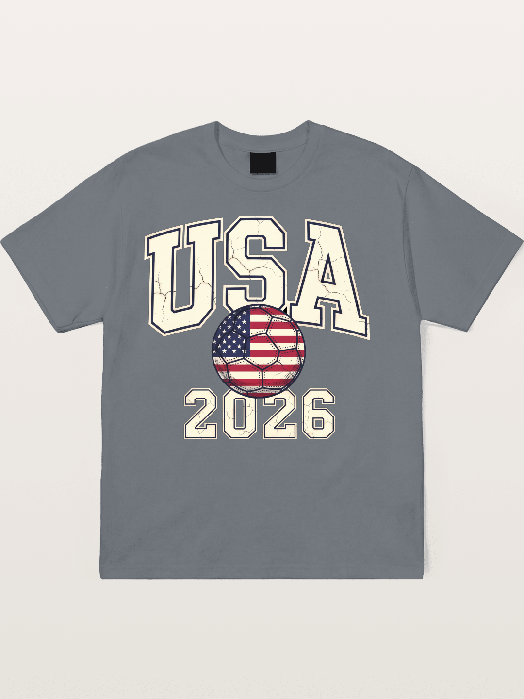 USA 2026 Cracked Letter Soccer Cotton T-shirt