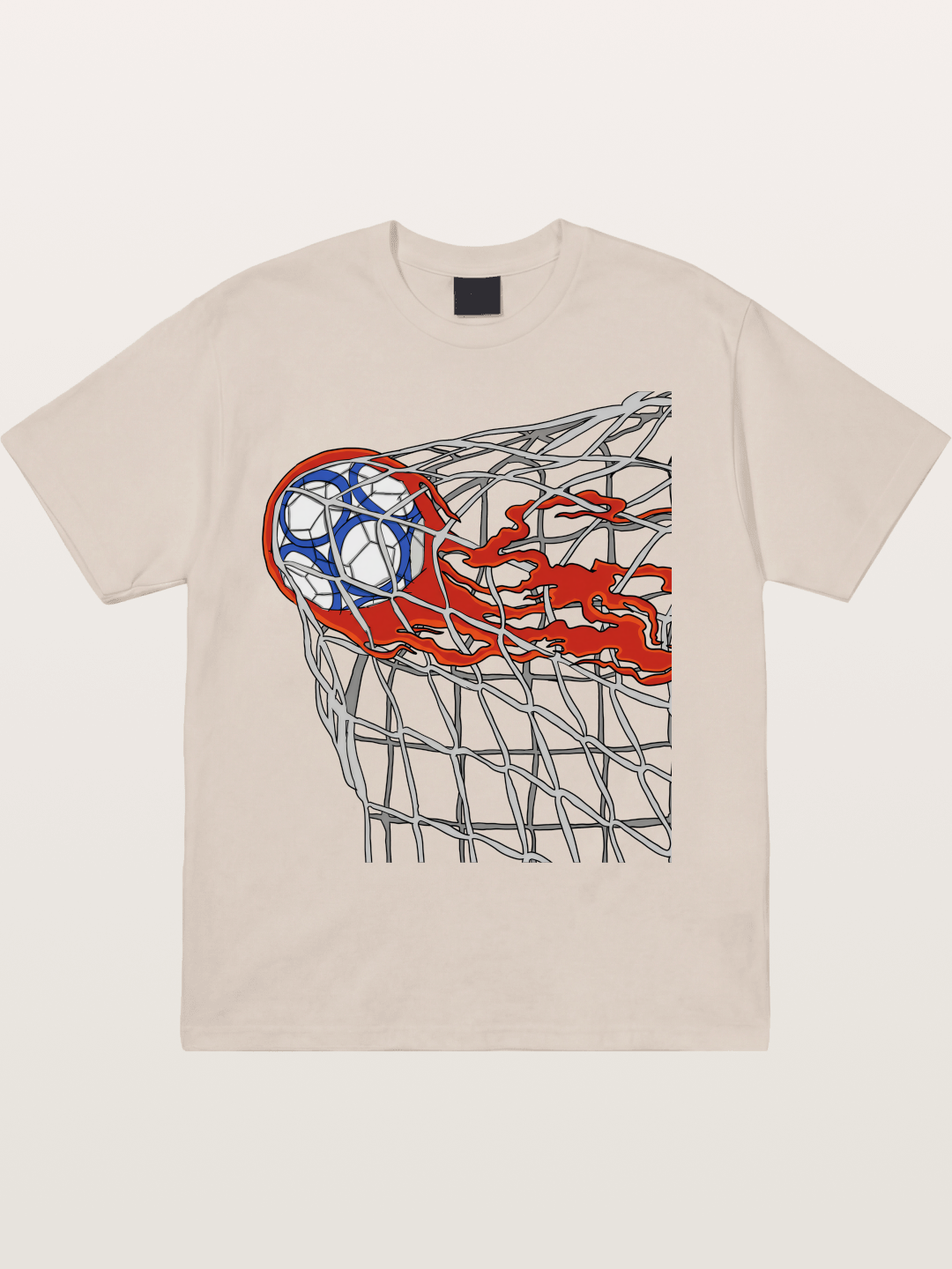 Flaming Goal Net Illustration Cotton T-shirt