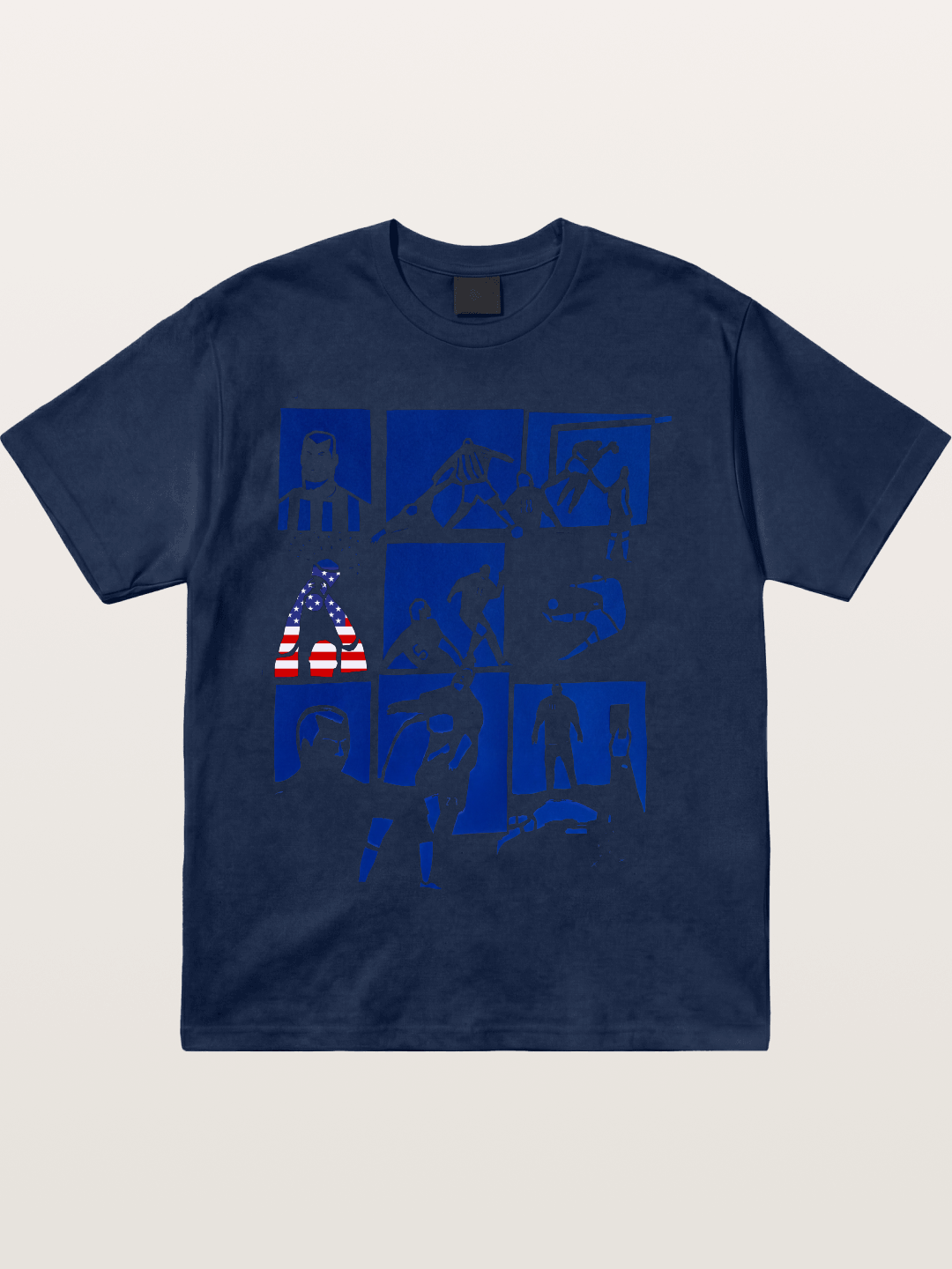USA Soccer Player Silhouette Grid Cotton T-shirt