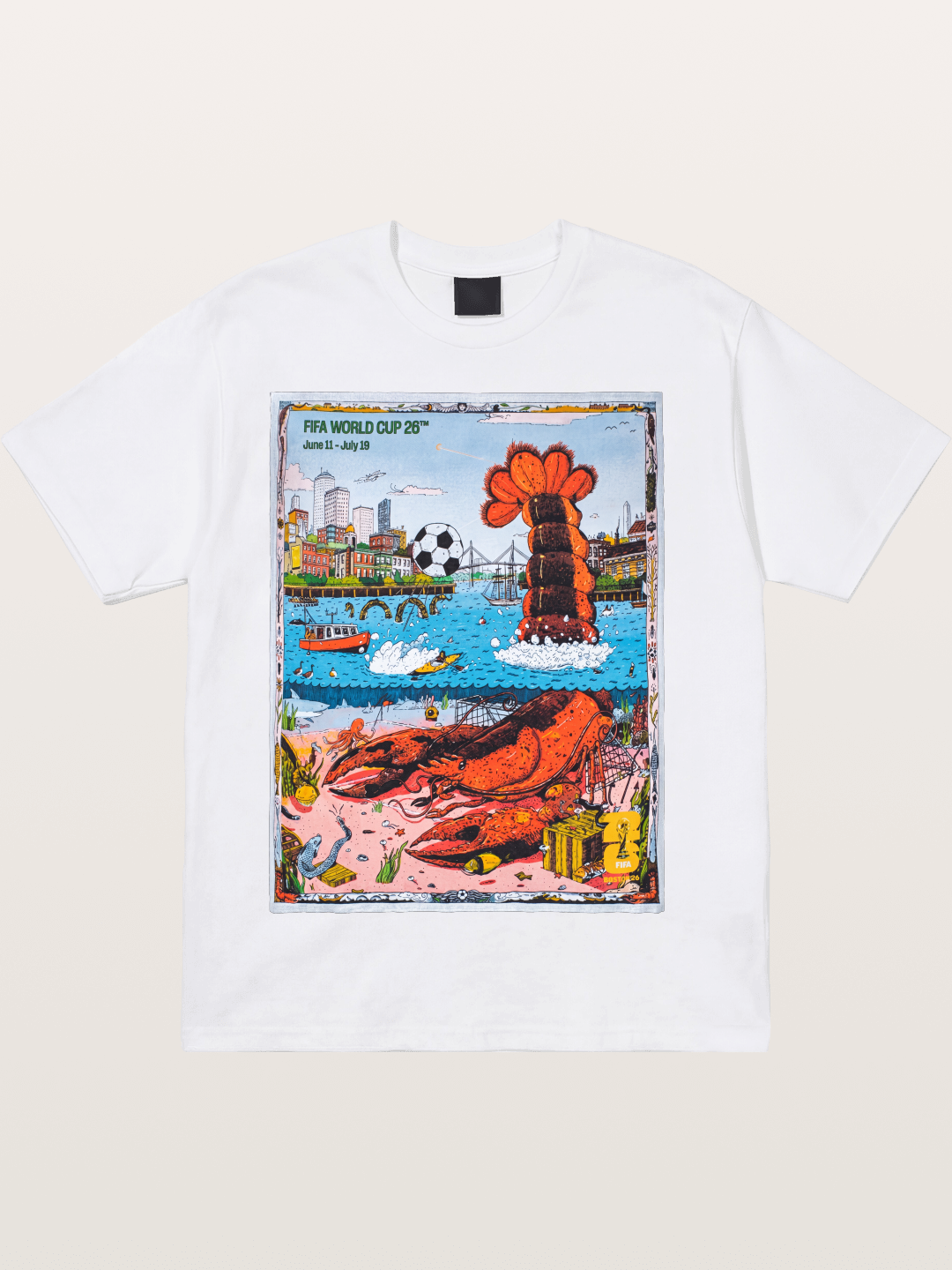 FIFA 2026 Coastal City Lobster Design Cotton T-shirt