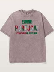 Portugal 2026 Pattern Art Washed T-shirt