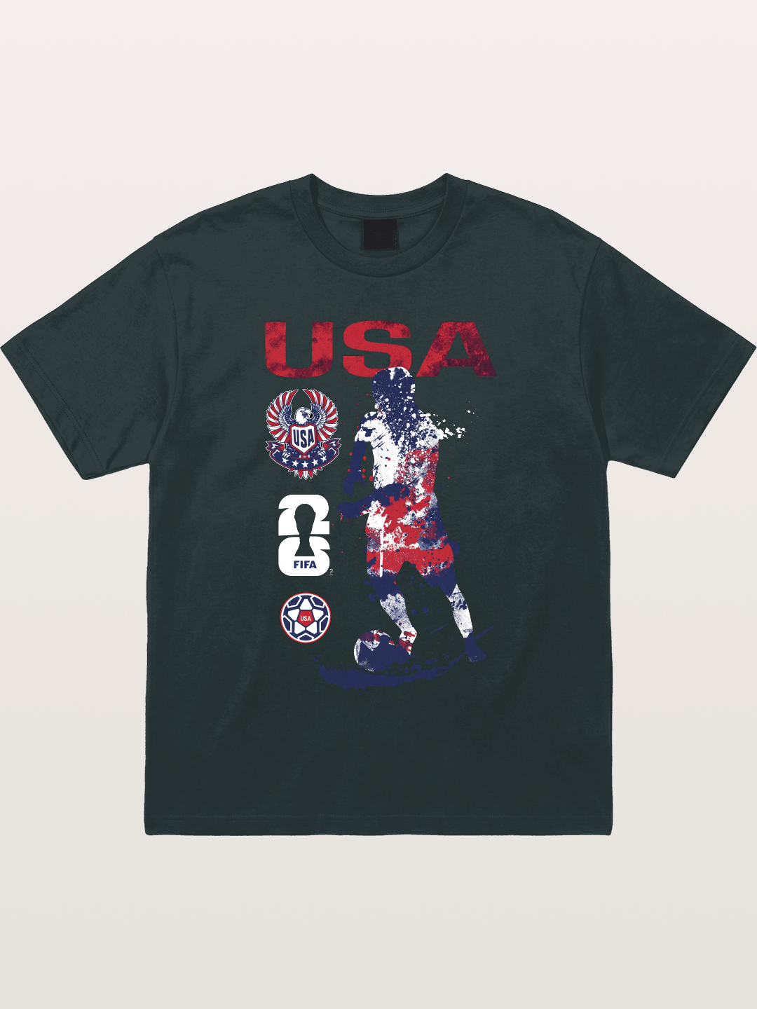 USA WC 2026 Splatter Soccer Player Gildan T-shirt