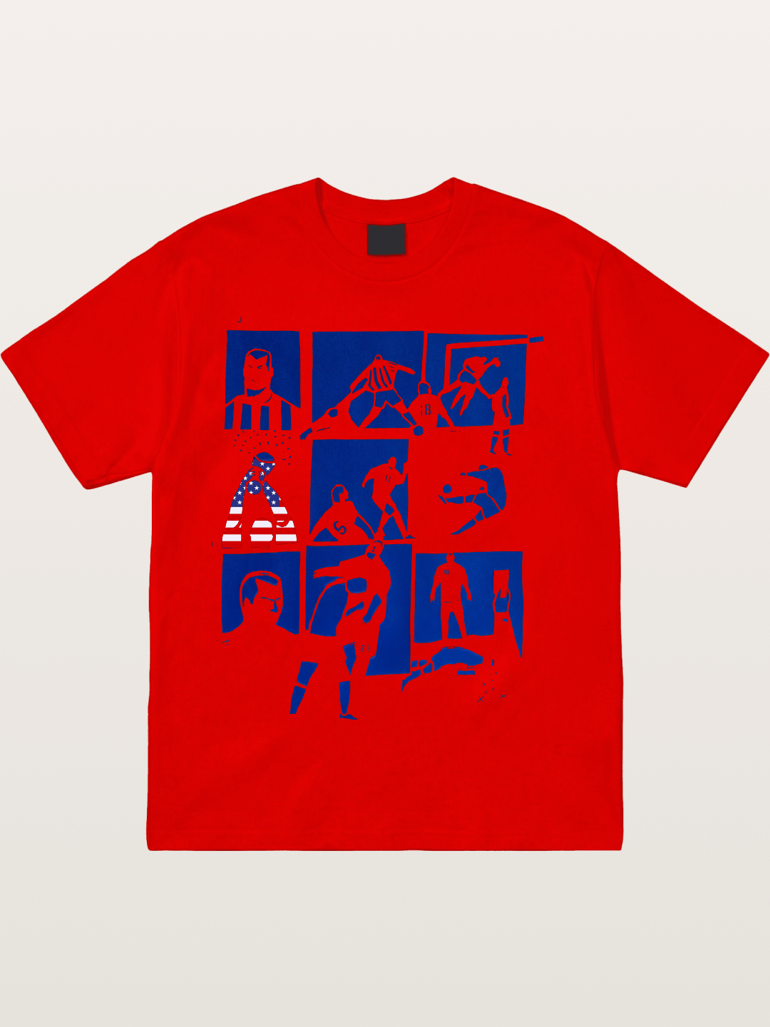 USA Soccer Player Silhouette Grid Cotton T-shirt