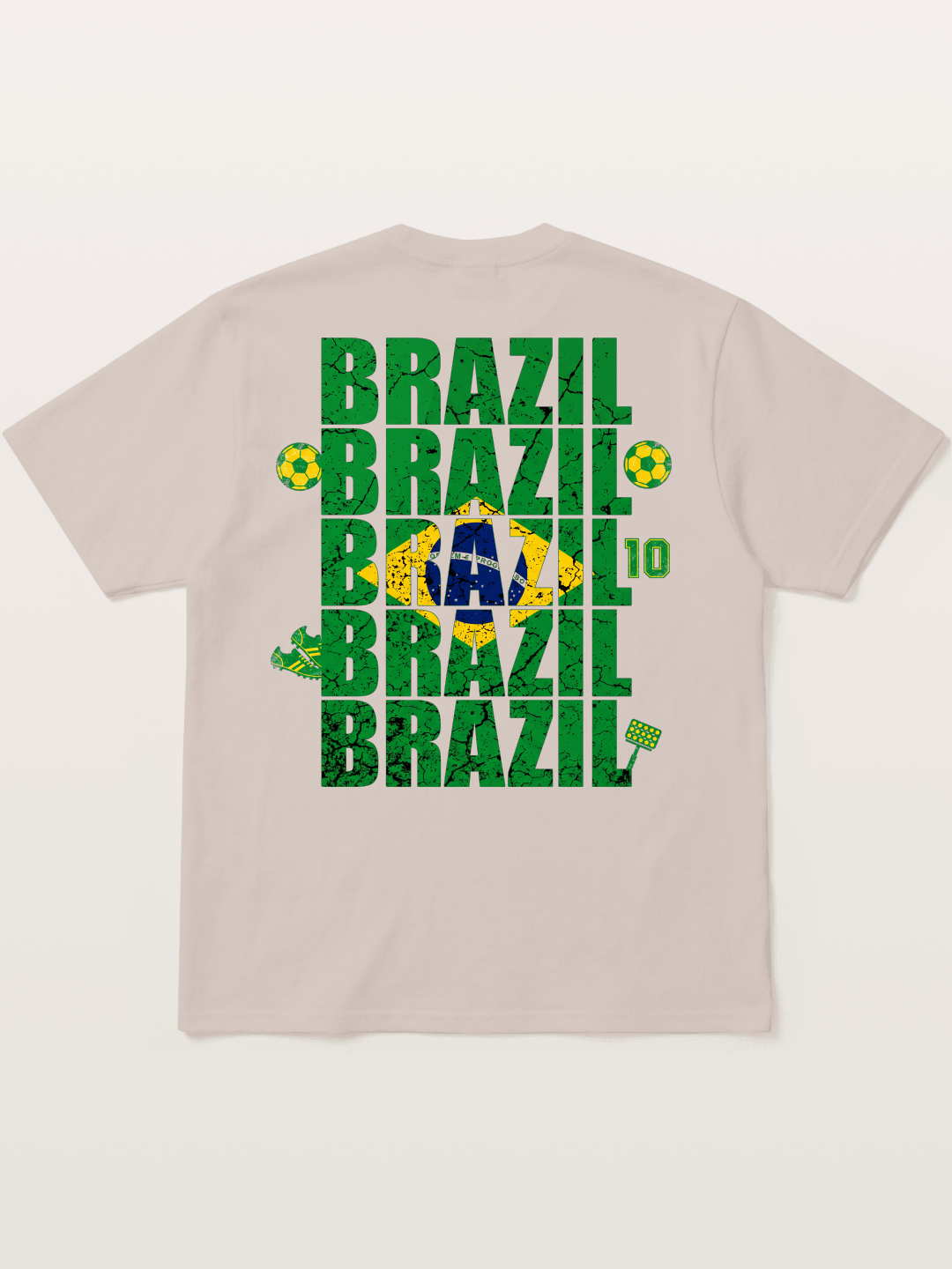 Brazil Cracked Text Collage Art Cotton T-shirt