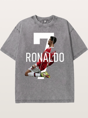 Ronaldo Red Jersey Celebration Pose Washed T-shirt