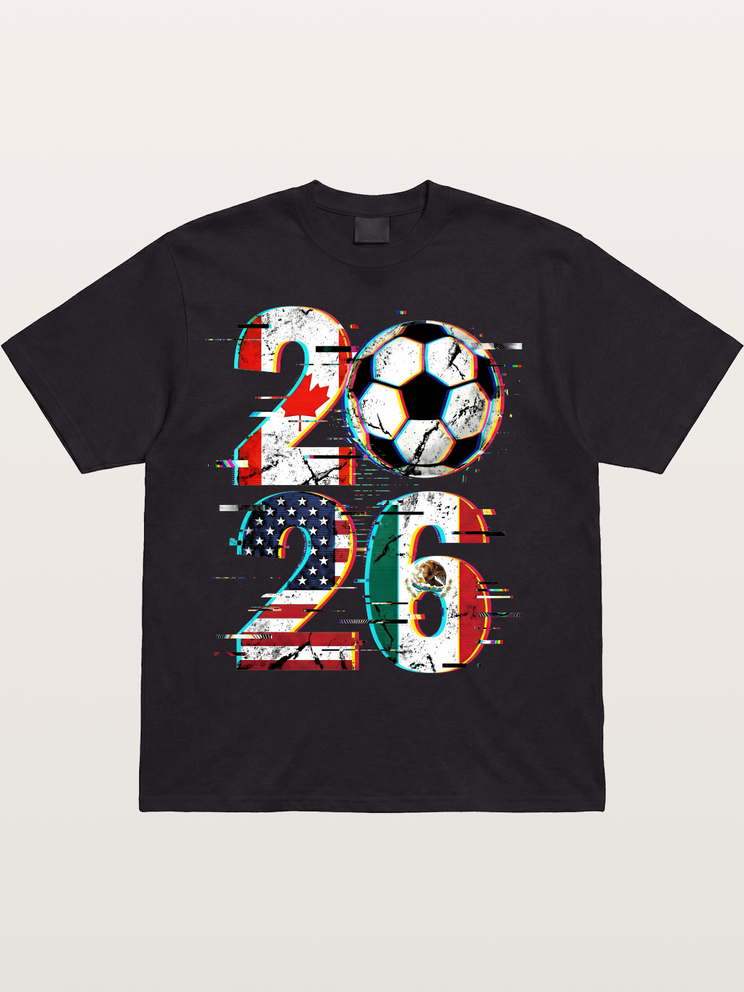 2026 WC Glitch Typography Print Cotton T-shirt