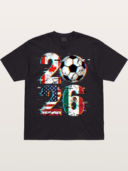 2026 WC Glitch Typography Print Cotton T-shirt