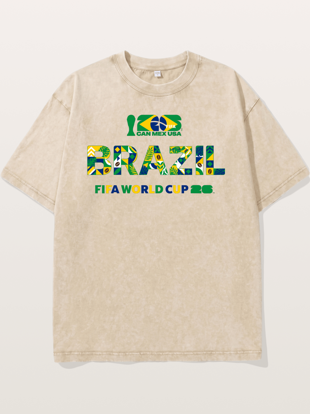 Brazil 2026 Floral Pattern Art Washed T-shirt
