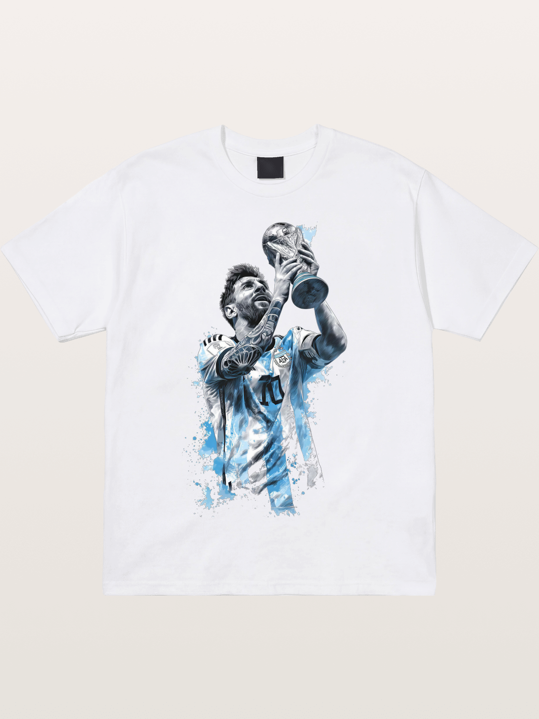 Messi WC Trophy Watercolor Cotton T-shirt
