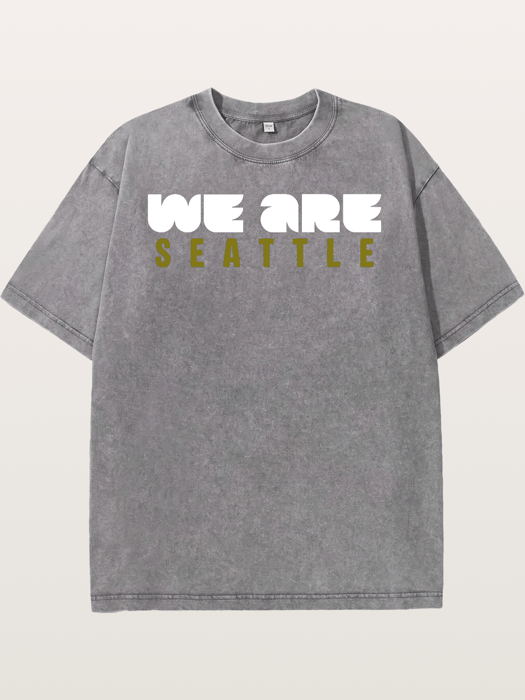Seattle Olive Green Typography Washed T-shirt