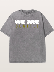 Seattle Olive Green Typography Washed T-shirt