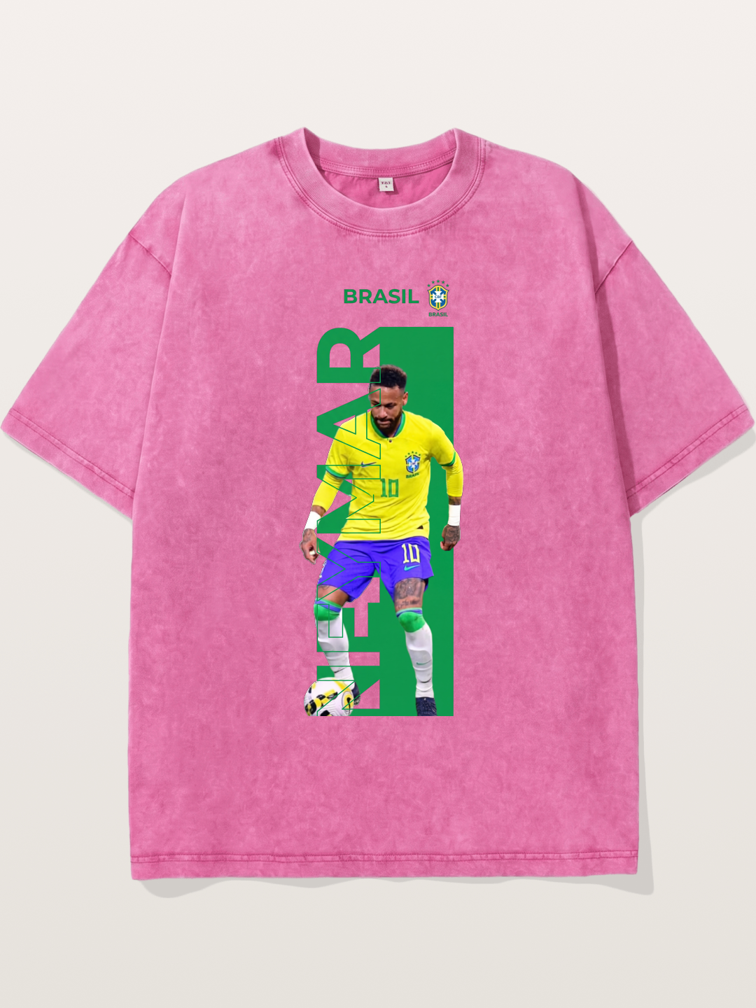 Neymar Brasil Jersey Print Washed T-shirt