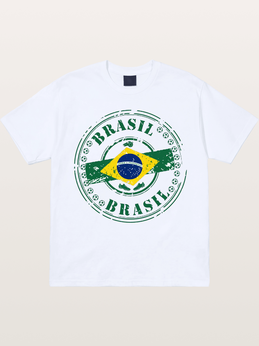 Brazil Flag Stamp Soccer Print Gildan T-shirt