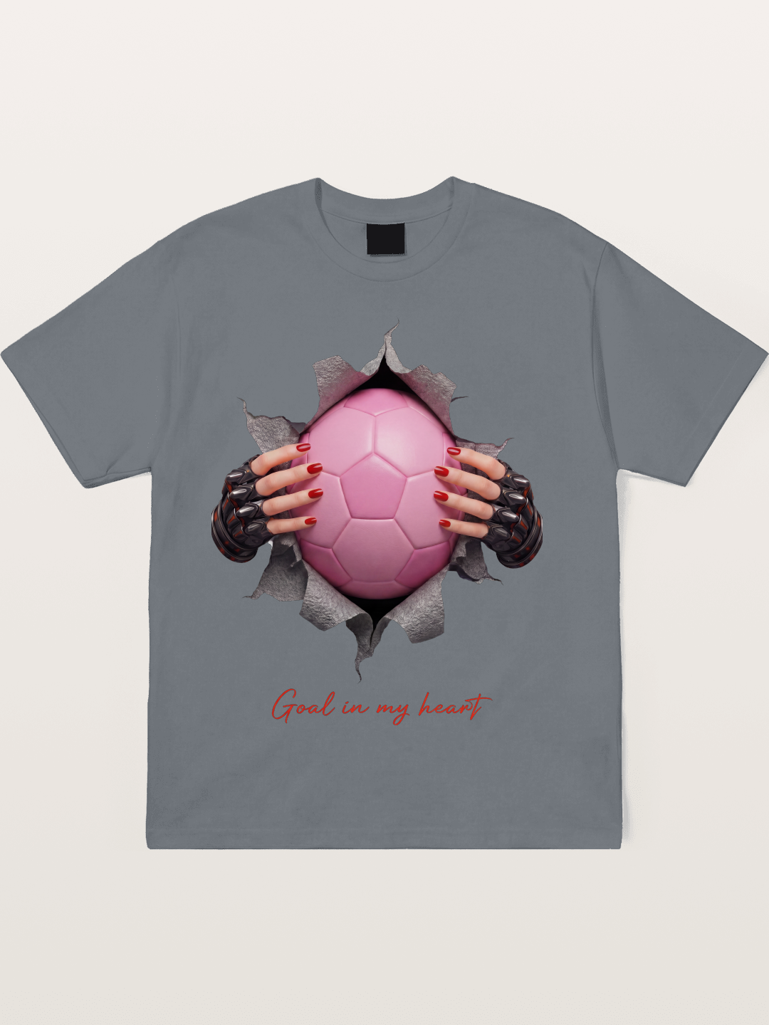 Pink Soccer Goal In My Heart Cotton T-shirt