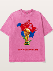 World Cup Trophy & Americas Map Washed T-shirt