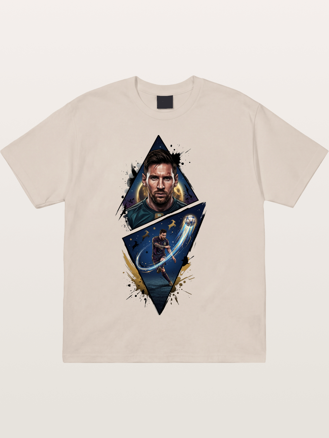 Lionel Messi Split Portrait Art Cotton T-shirt