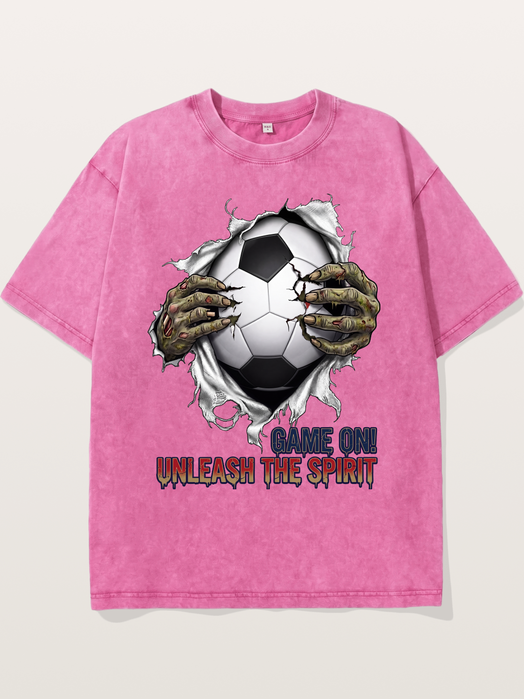 Zombie Claw Tear Soccer Print Washed T-shirt