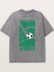 Chase Your Goals Green Poster Washed T-shirt