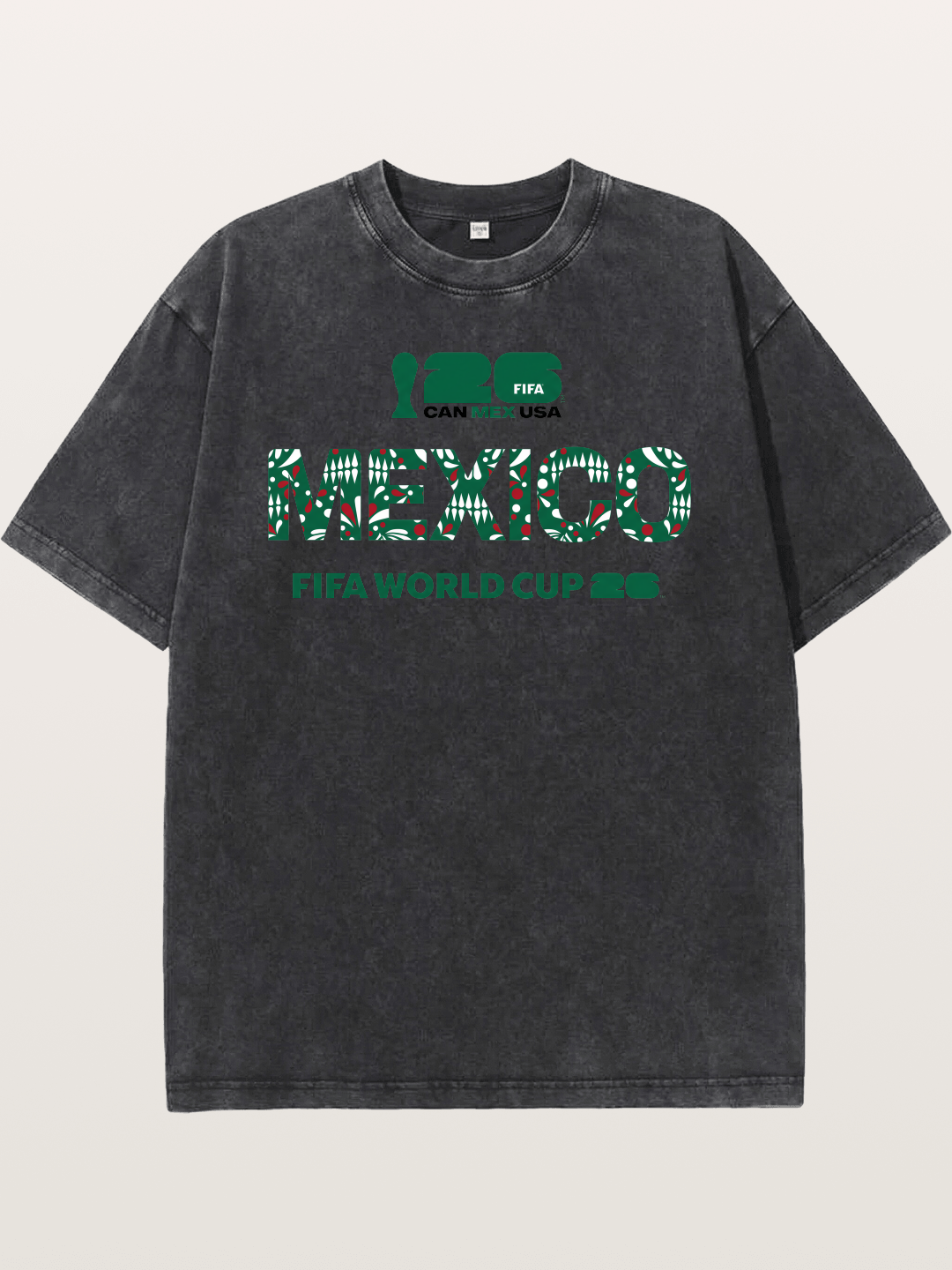 Mexico 2026 Pattern Typography Washed T-shirt