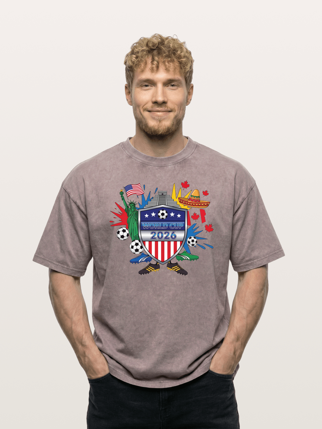 USA Mexico Canada WC Shield Washed T-shirt