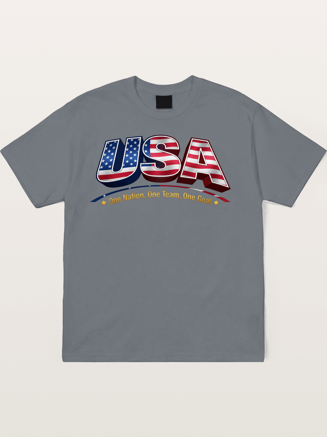 USA Flag 3D Letter World Cup Cotton T-shirt