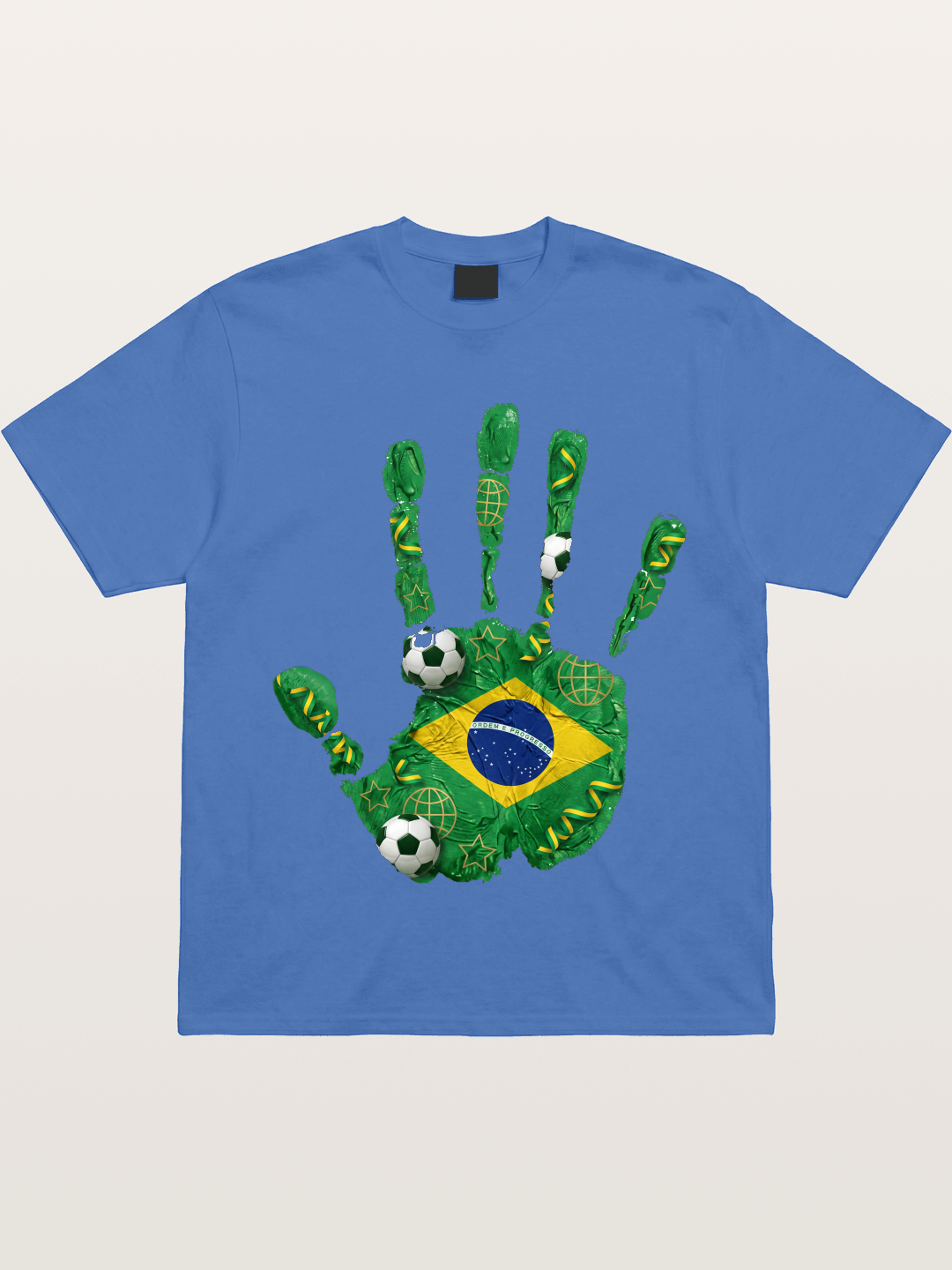 Brazil Flag Hand Soccer Art Gildan T-shirt