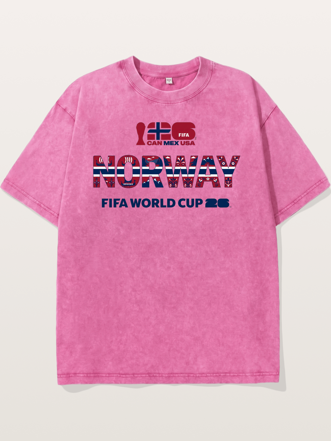 Norway 2026 Folk Pattern Print Washed T-shirt