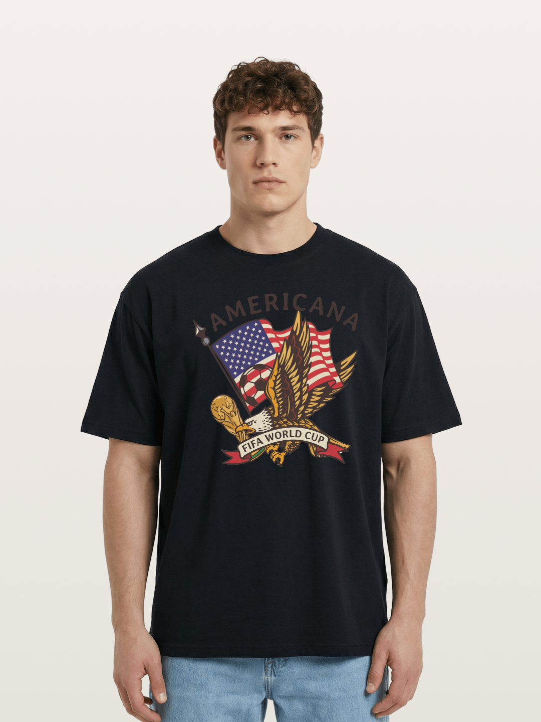 USA Eagle World Cup Graphic Cotton T-shirt