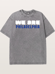 Philadelphia Navy Blue Bold Print Washed T-shirt