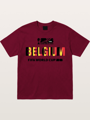 Belgium 2026 Flag Pattern Print Gildan T-shirt