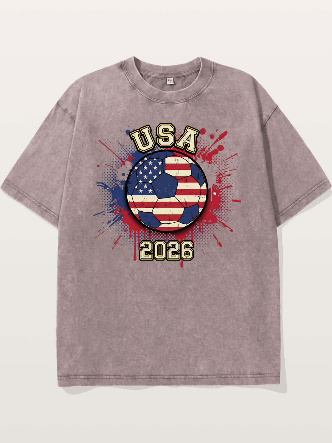USA 2026 Soccer Ball Print Washed T-shirt
