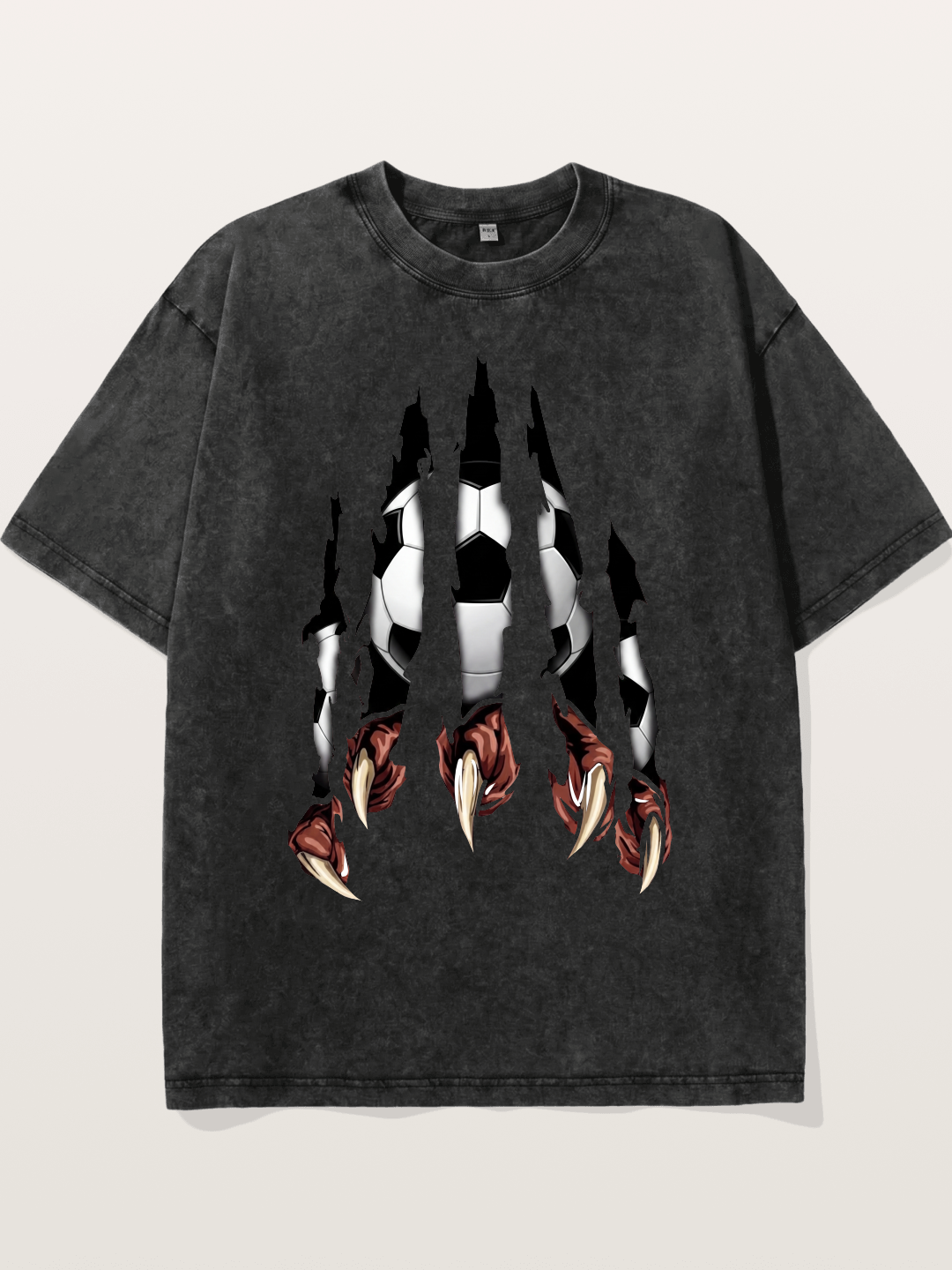 Claw Tear Soccer Reveal Print Washed T-shirt