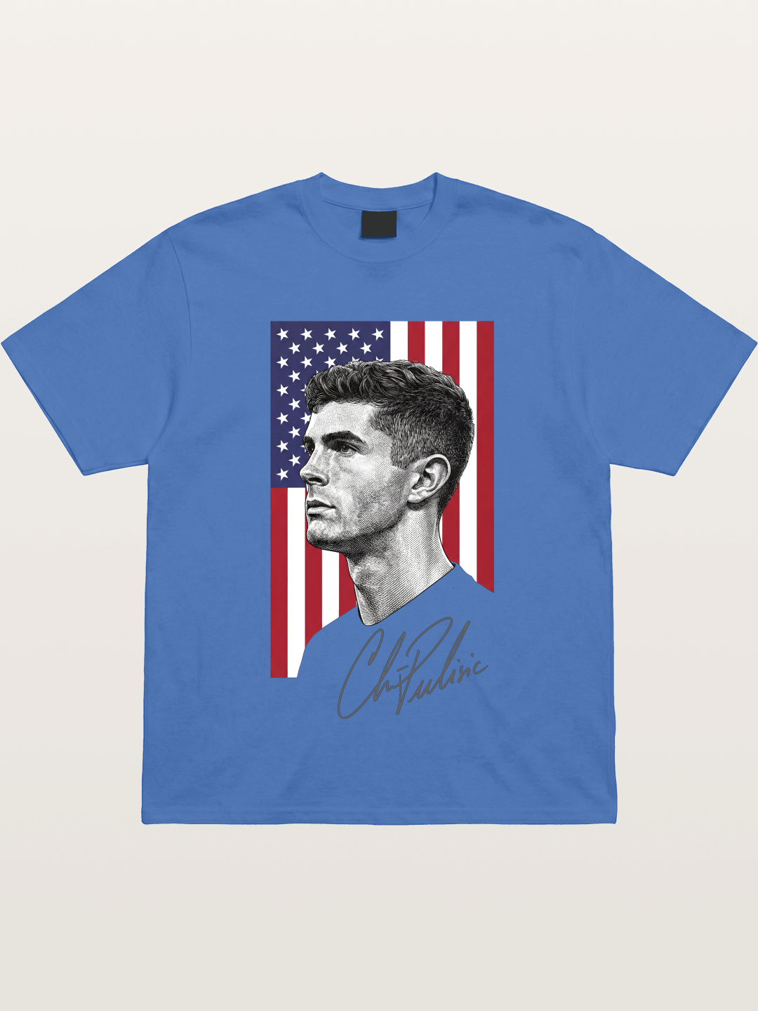 Christian Pulisic US Flag Backdrop Gildan T-shirt