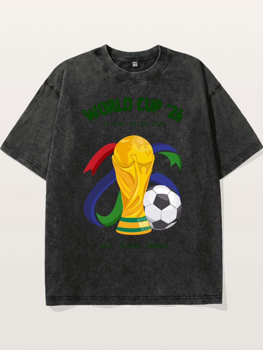 World Cup 26 Trophy and Soccer Ball Washed T-shirt