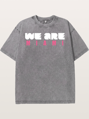 Miami Pink Patterned Letters Washed T-shirt