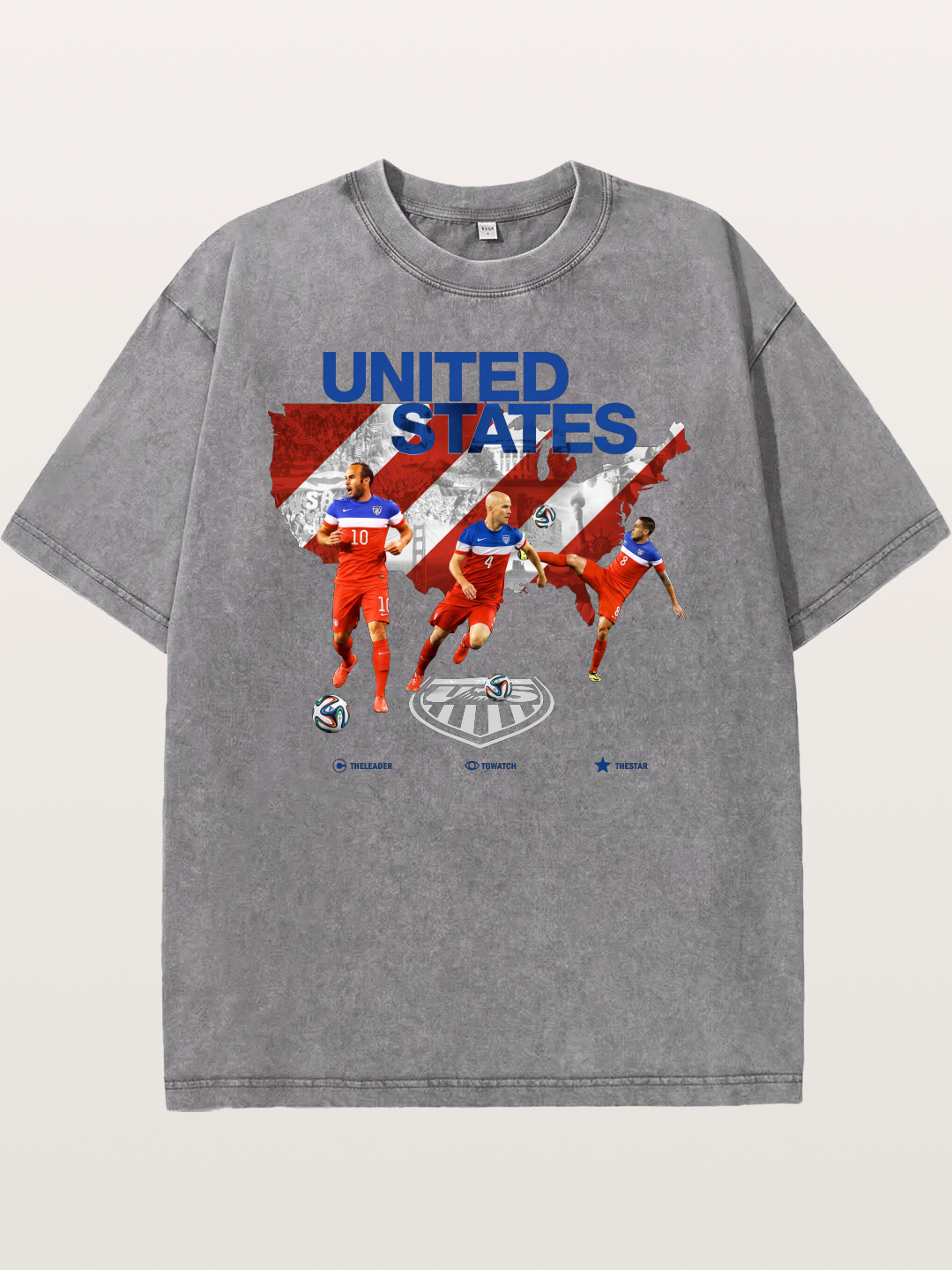 USA Soccer Stars On Map Outline Washed T-shirt