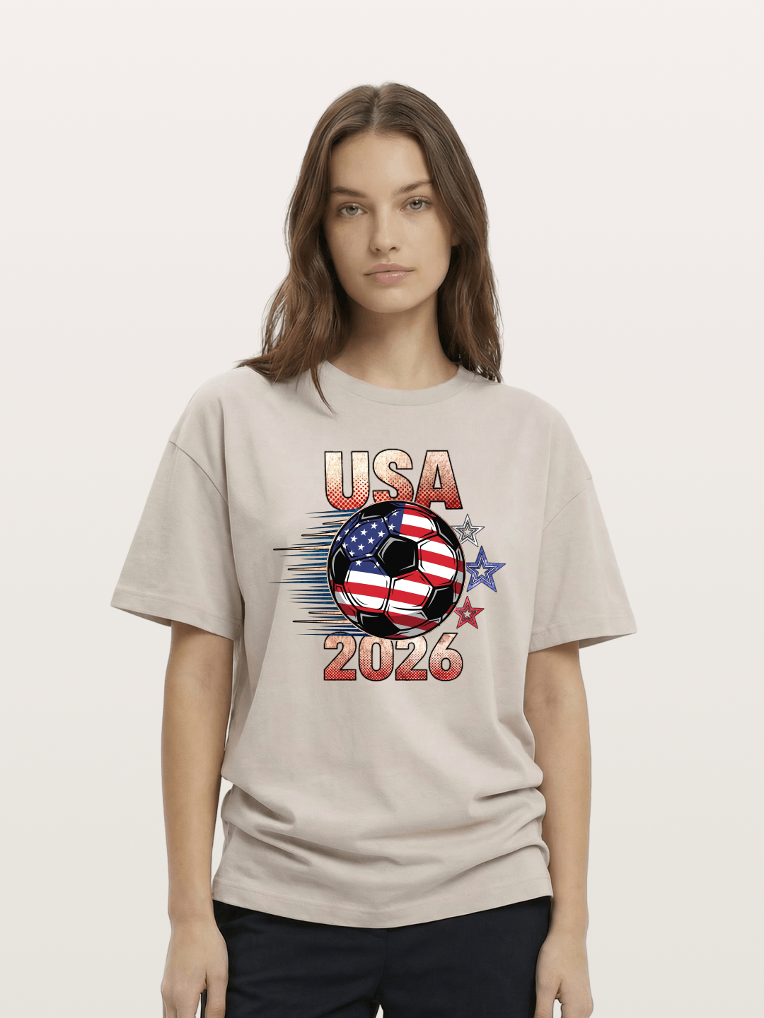 USA 2026 American Flag Soccer Ball Cotton T-shirt