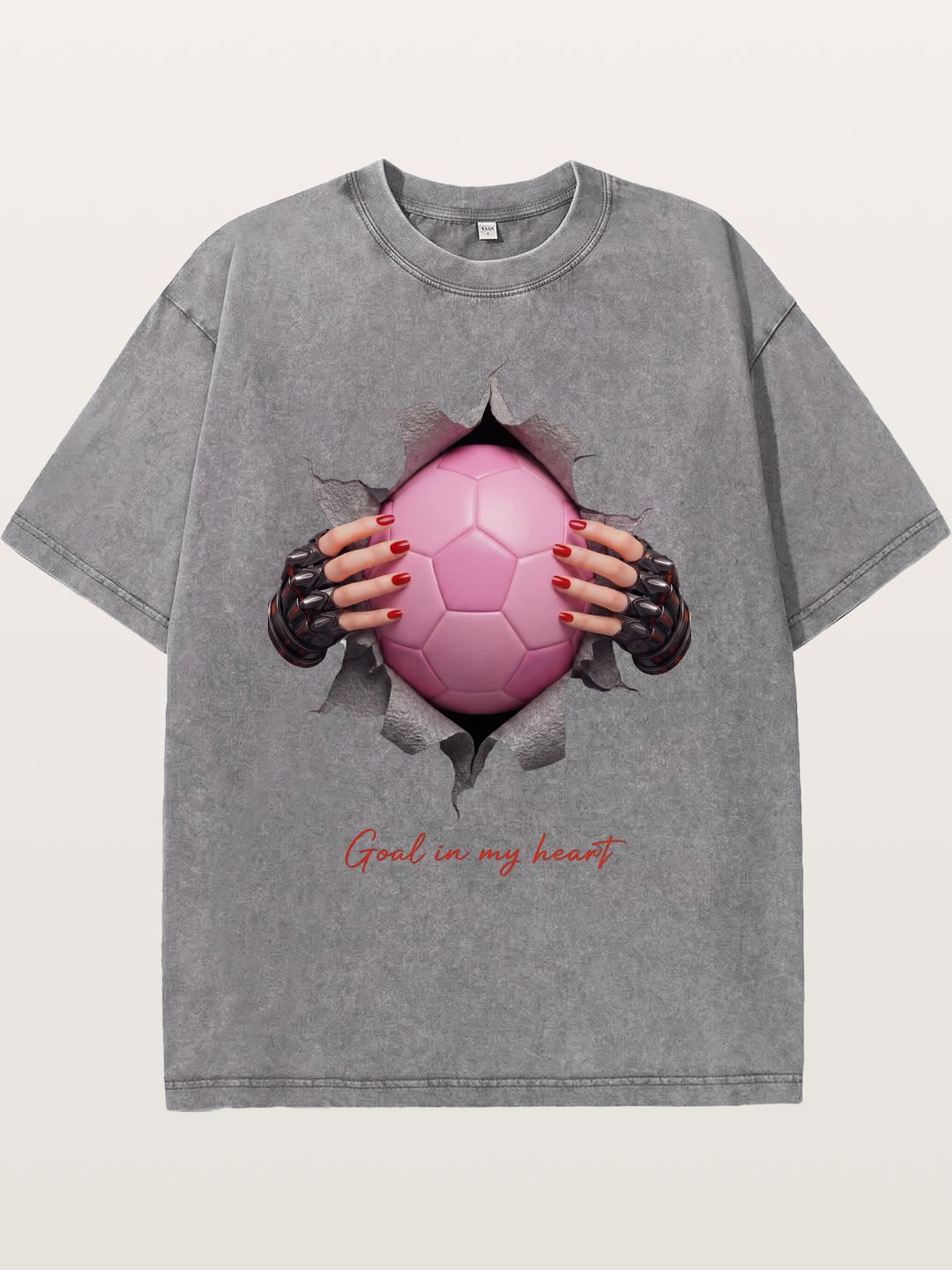 Pink Soccer Goal In My Heart Washed T-shirt