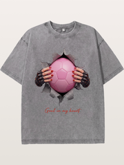 Pink Soccer Goal In My Heart Washed T-shirt